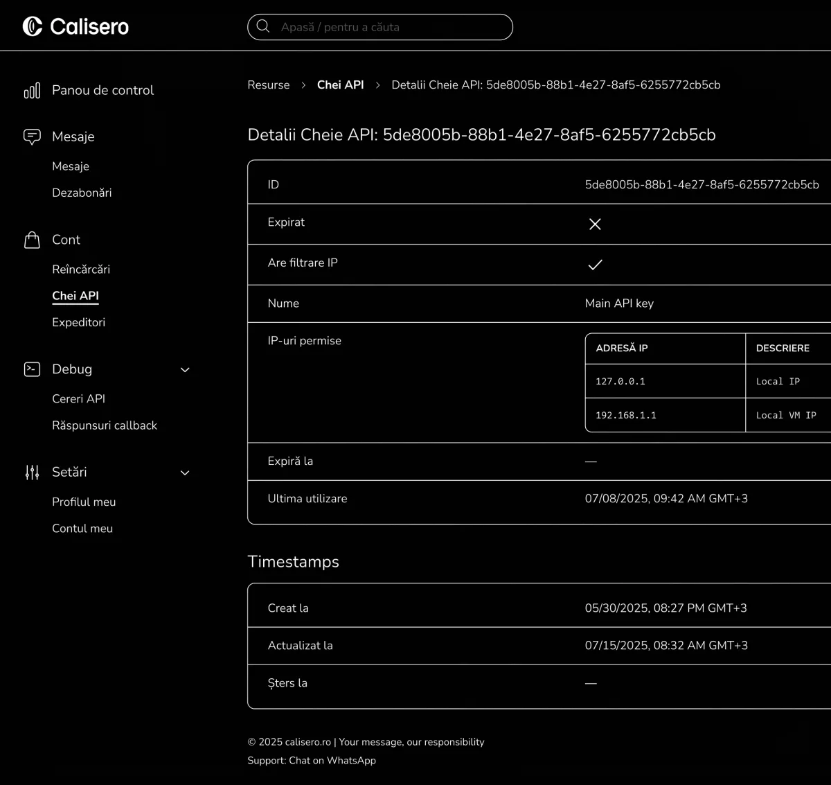 Calisero dashboard