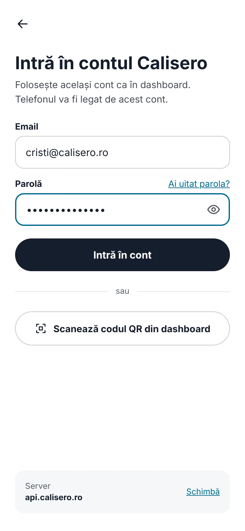 Sign in to your Calisero account