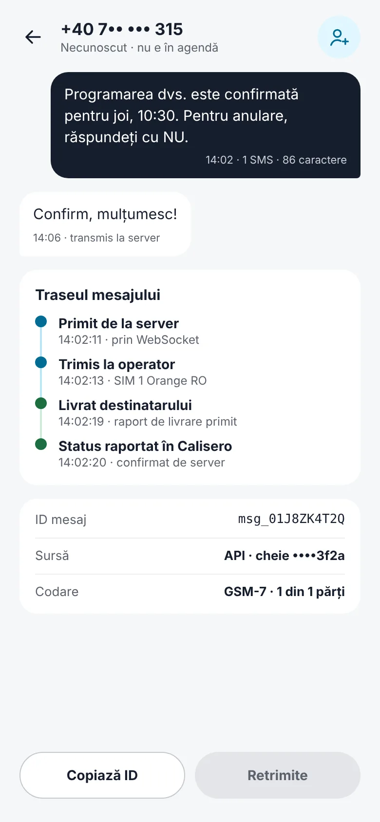 Message detail and delivery route